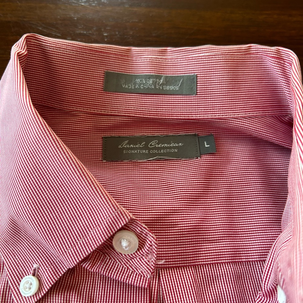Two Men’s Daniel Cremieux Dress Shirts, Large, Red and Navy - Picture 5 of 5